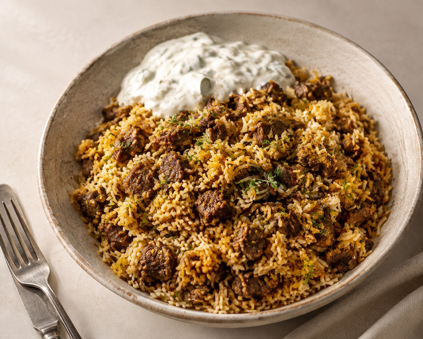 Indian starter plate with sauce and herbs