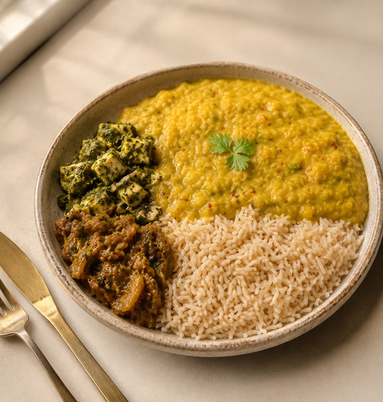 Indian main dish with sauce and rice