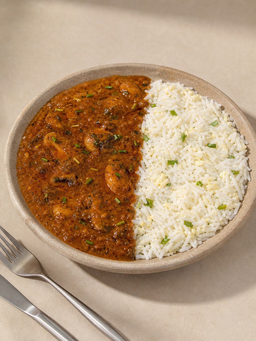 Colourful Indian plate with chutney and garnish