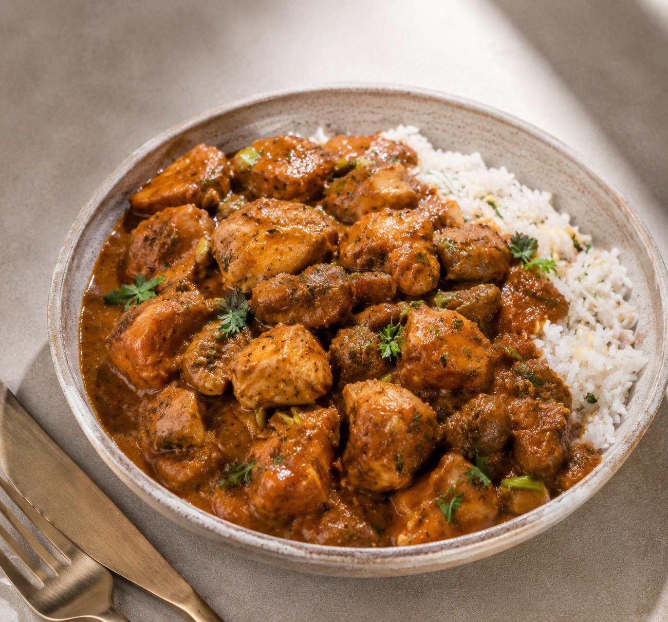 Indian dish with creamy sauce and herbs
